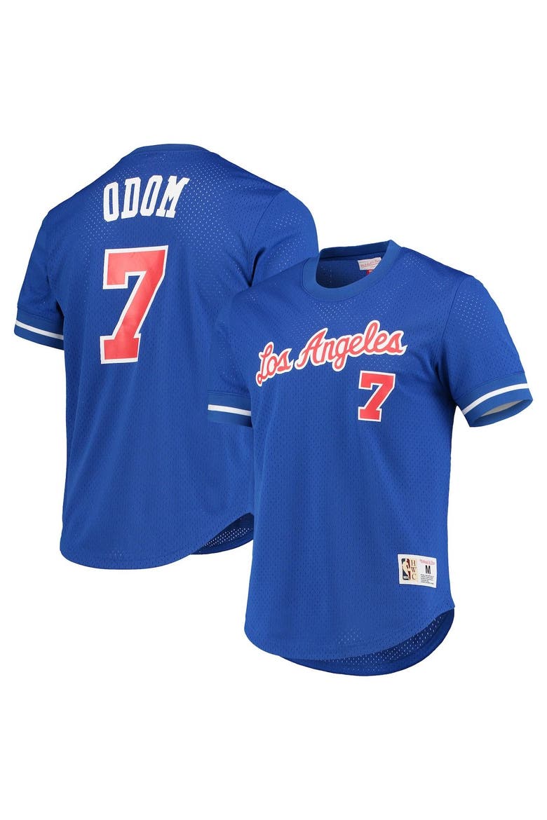 Men's Mitchell & Ness Lamar Odom Royal LA Clippers 2002 Mesh Name & Number T-Shirt, Main, color, Royal