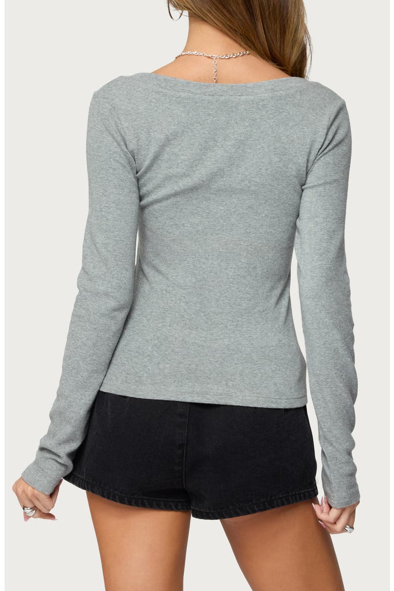 Larna Long Sleeve V-Neck T-Shirt, Alternate, color, GRAY-MELANGE