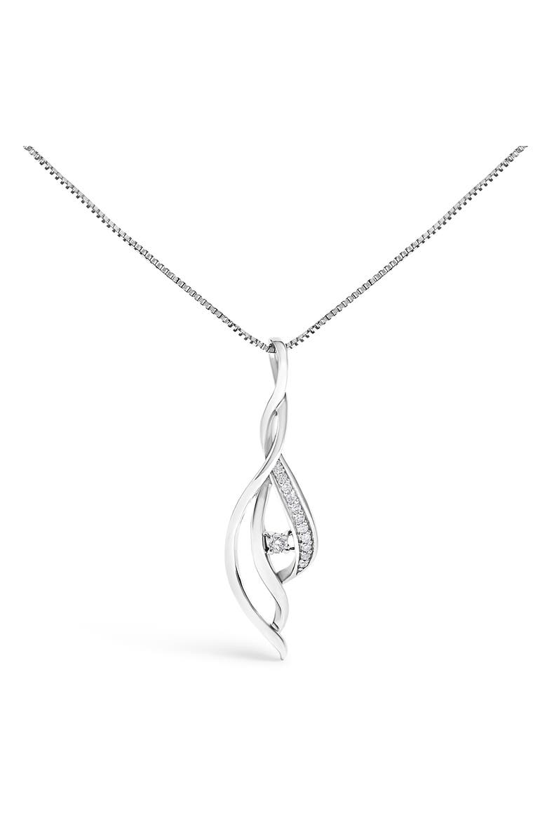 Haus of Brilliance Espira 10K White Gold Diamond Accented Open Cascade Twist Pendant Necklace, Main, color, White