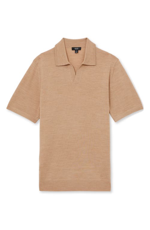 Reiss Duchie Short Sleeve Merino Wool Polo Sweater In Brown