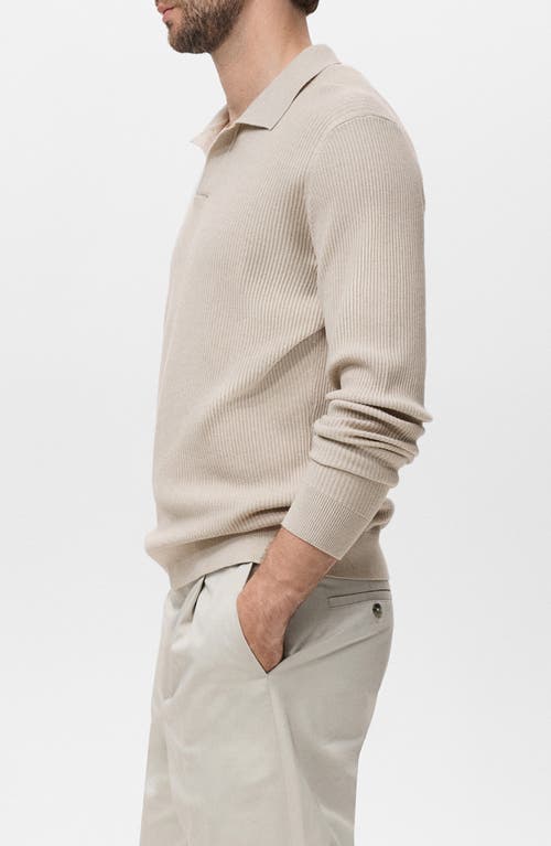 Mango Johnny Collar Rib Polo Sweater In Nude