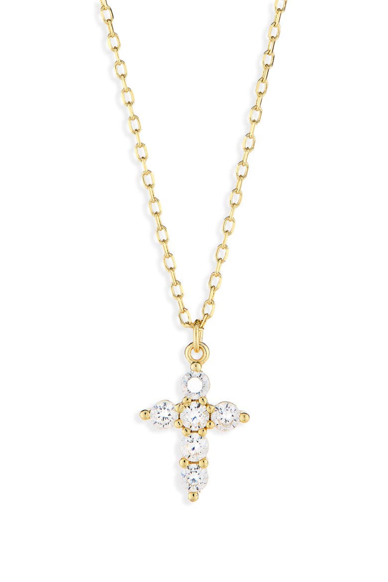 Cubic Zirconia Cross Pendant Necklace, Main, color, GOLD