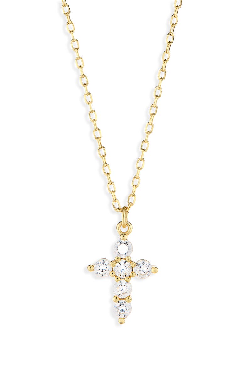 ARGENTO VIVO Cubic Zirconia Cross Pendant Necklace, Main, color, Gold