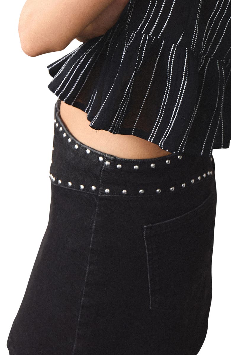 MANGO TEEN Studded Denim Miniskirt, Alternate, color,