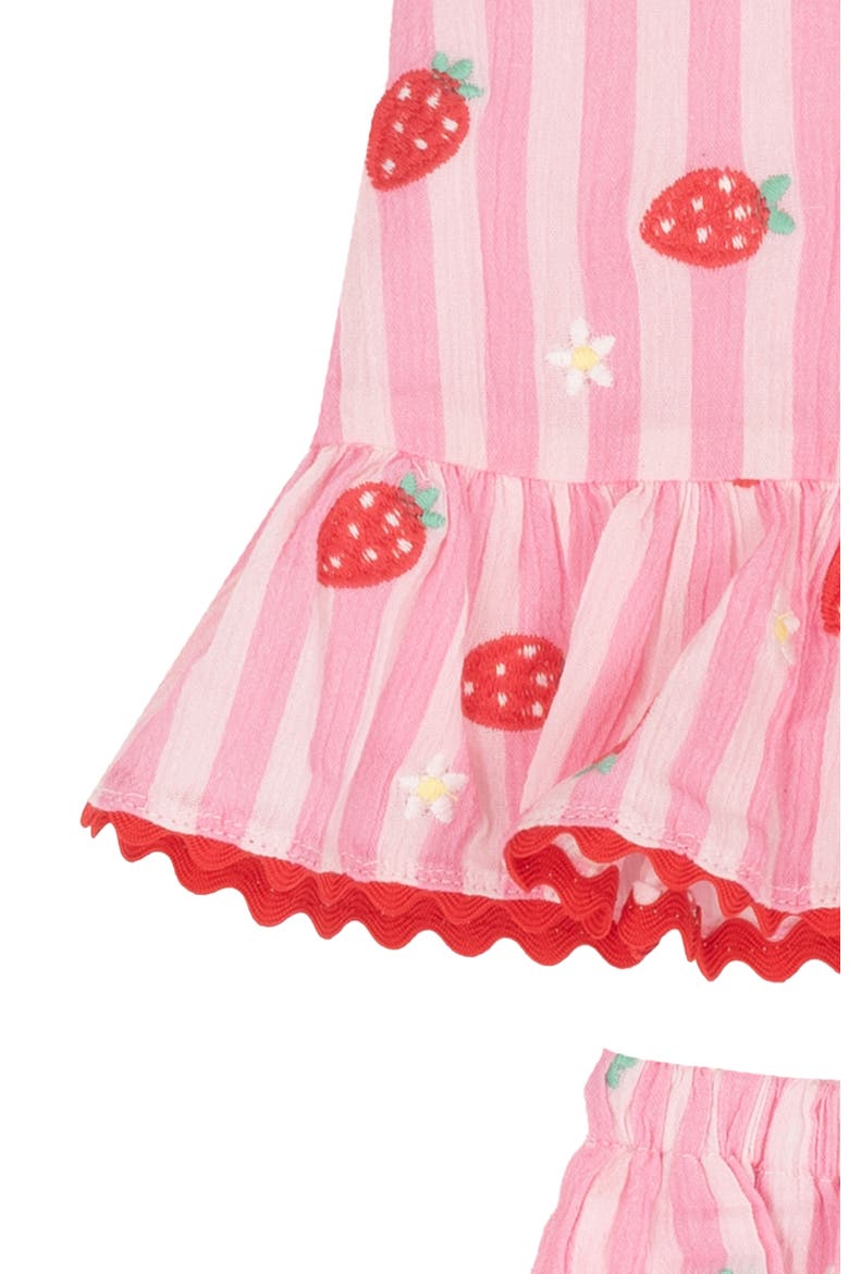 Strawberry Stripe Peplum Tank, Shorts & Bucket Hat Set, Alternate, color, PINK