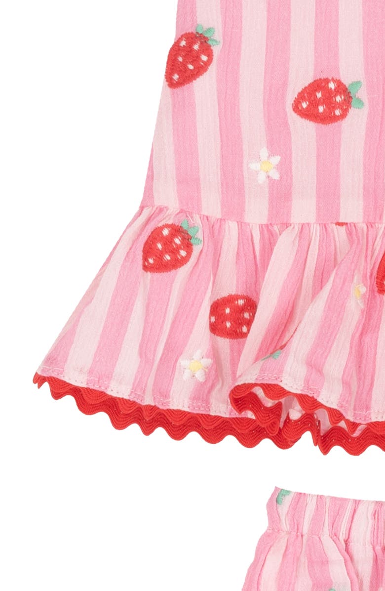 Rare Editions Strawberry Stripe Peplum Tank, Shorts & Bucket Hat Set, Alternate, color, Pink