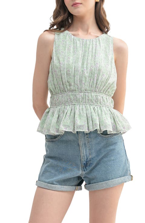 Floral Sleeveless Peplum Top