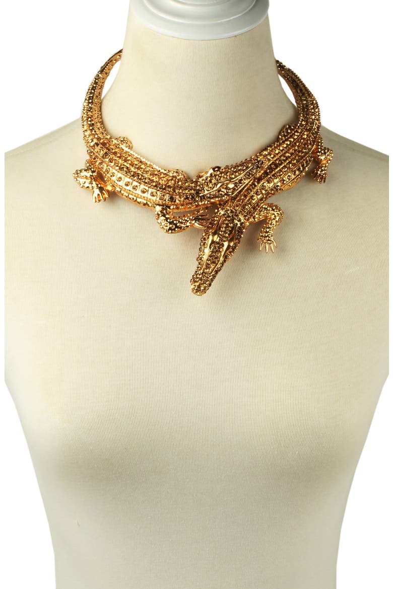 The Luxe Collection See You Later Alligator Collar Necklace, Alternate, color, GOLD