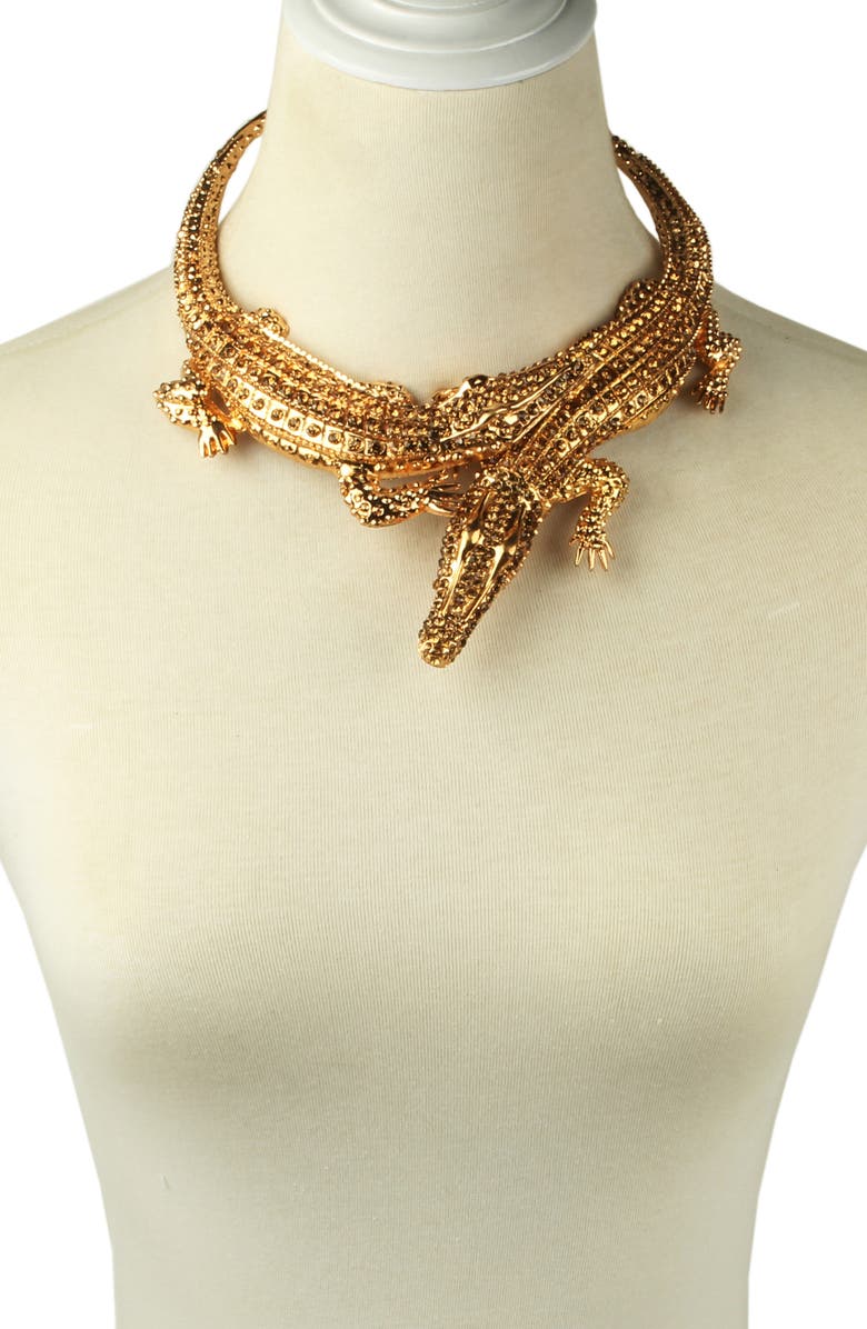EYE CANDY LOS ANGELES The Luxe Collection See You Later Alligator Collar Necklace, Alternate, color, 