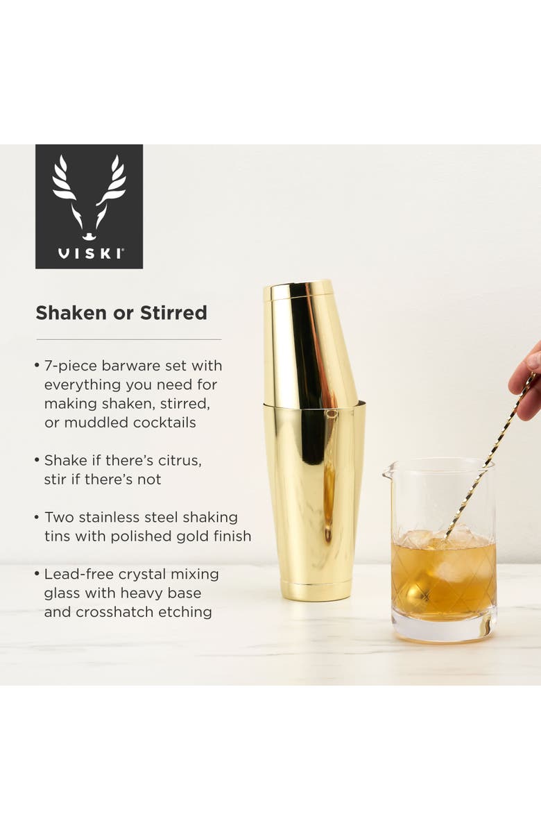 Viski Belmont 7-Piece Barware Set, Alternate, color, Gold