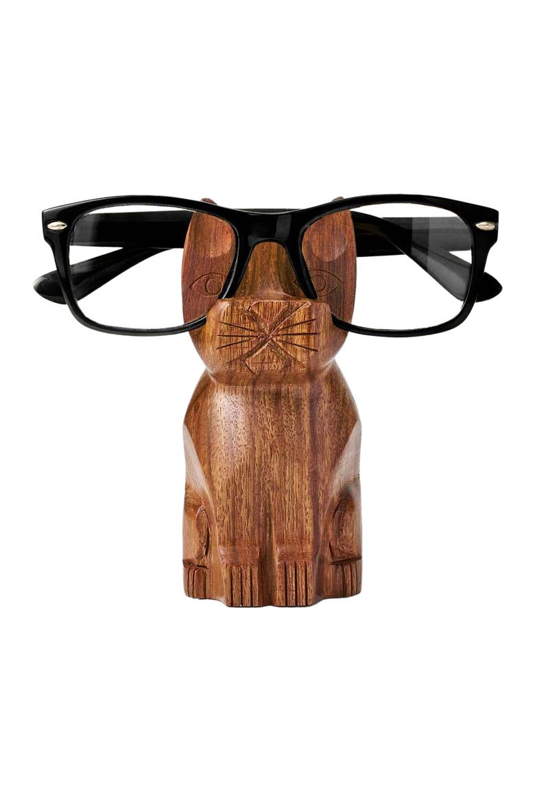 Cat Eyeglass Holder Stand, Alternate, color, Brown