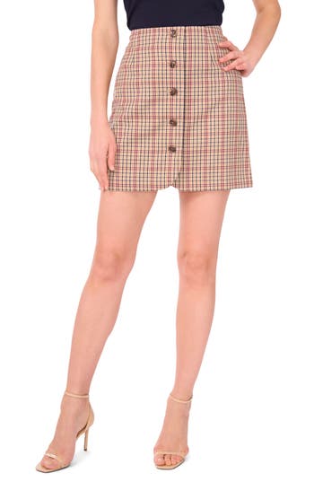 1.state Tailored Button Front Miniskirt In Multi