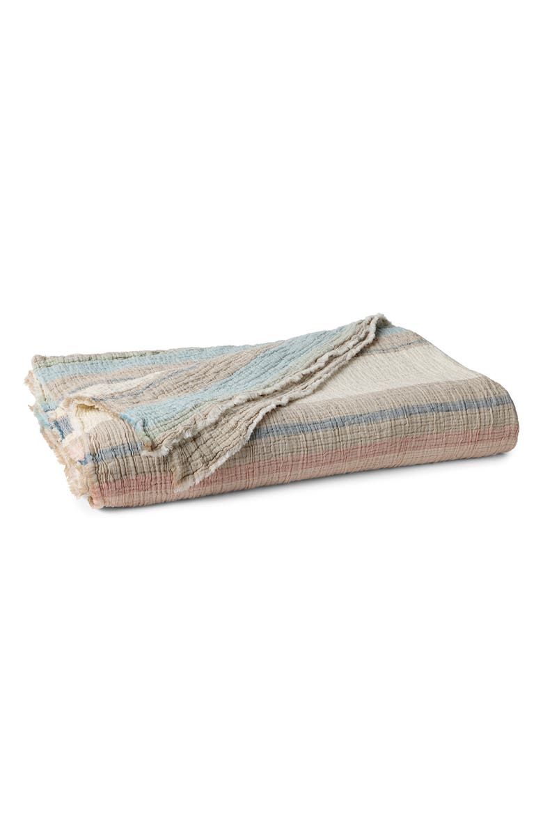 Coyuchi Topanga Organic Cotton Matelassé Blanket, Main, color, Dusk Stripe