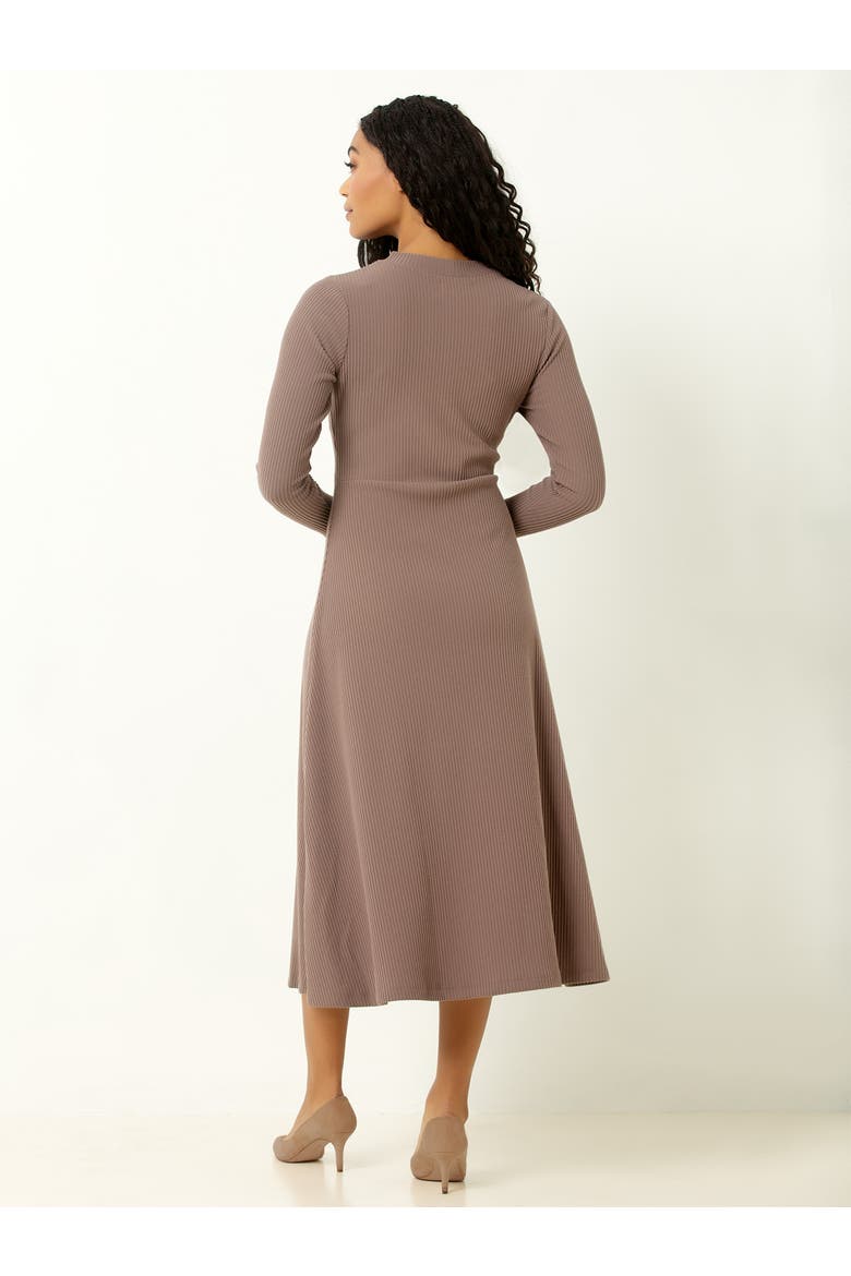 Ribbed Midi Dress, Alternate, color, Deep Taupe