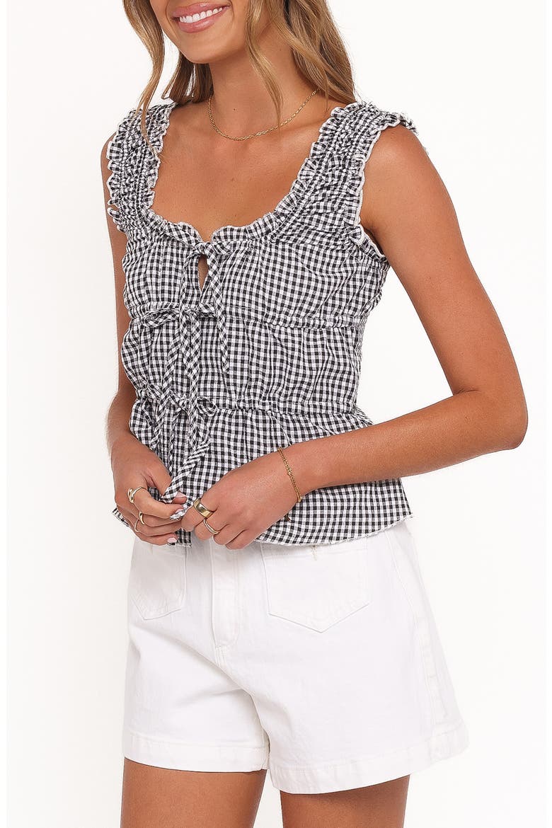 Harper Gingham Tie Front Tank, Alternate, color, BLACK GINGHAM