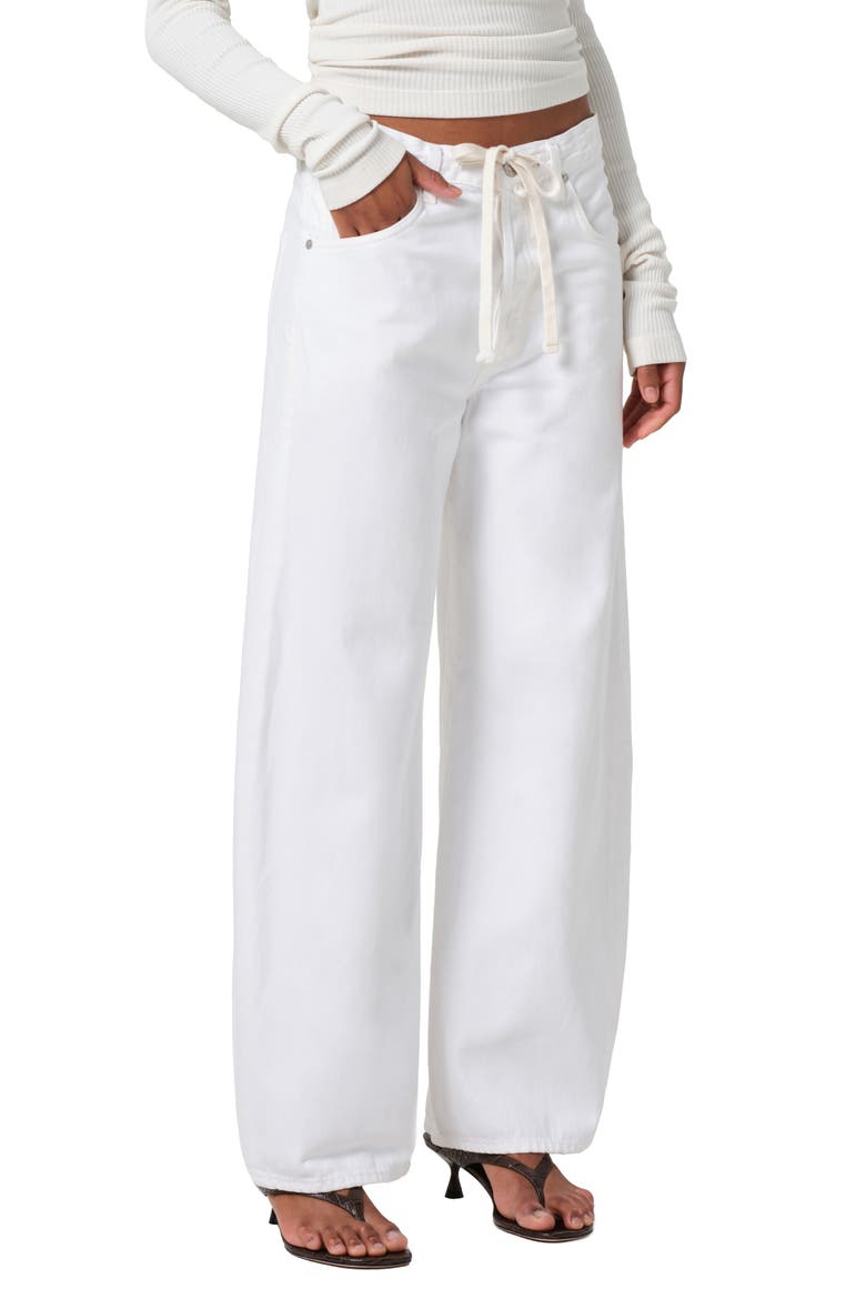 Brynn Drawstring High Waist Wide Leg Jeans, Main, color, TULIP (LT INDIGO)