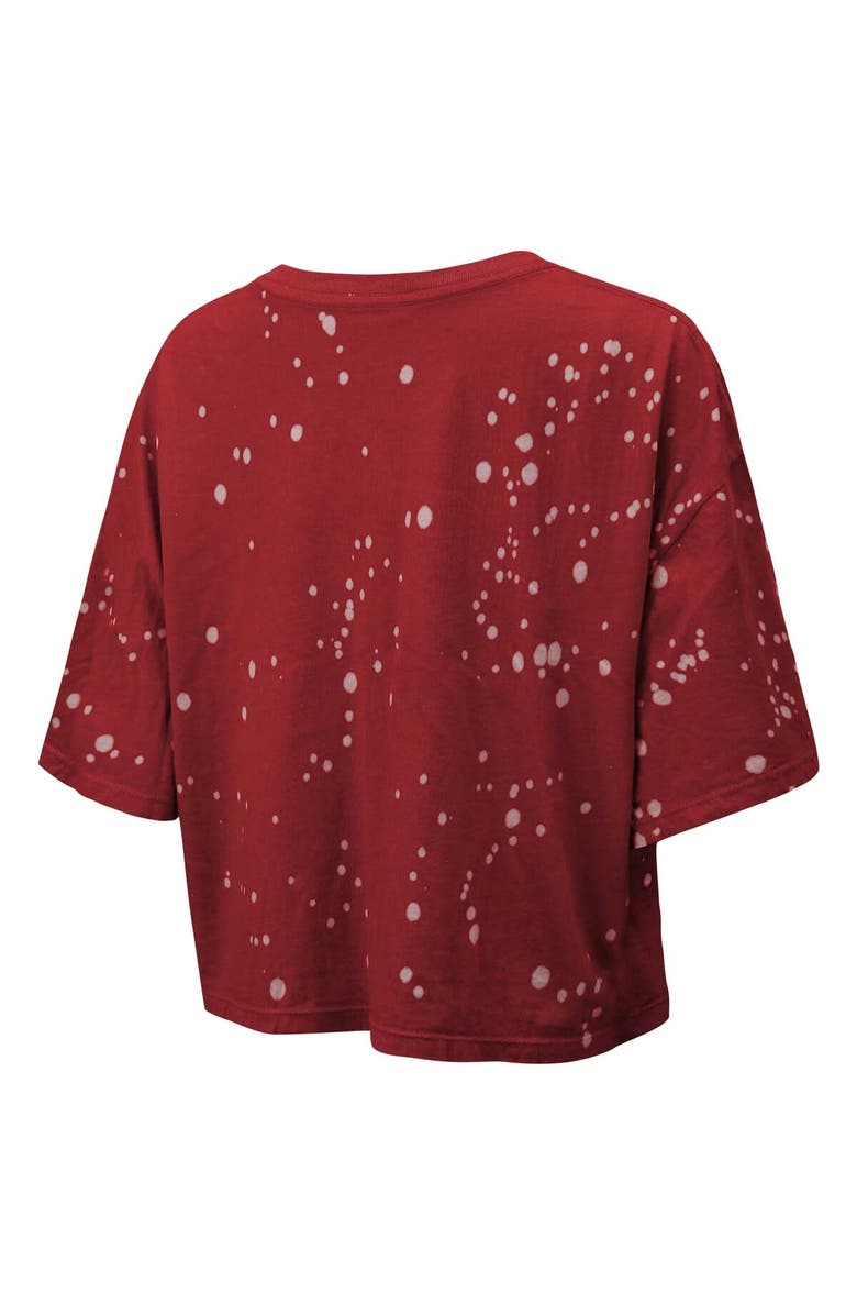 Majestic Threads Women's Majestic Threads Scarlet San Francisco 49ers Bleach Splatter Notch Neck Crop T-Shirt, Alternate, color, 