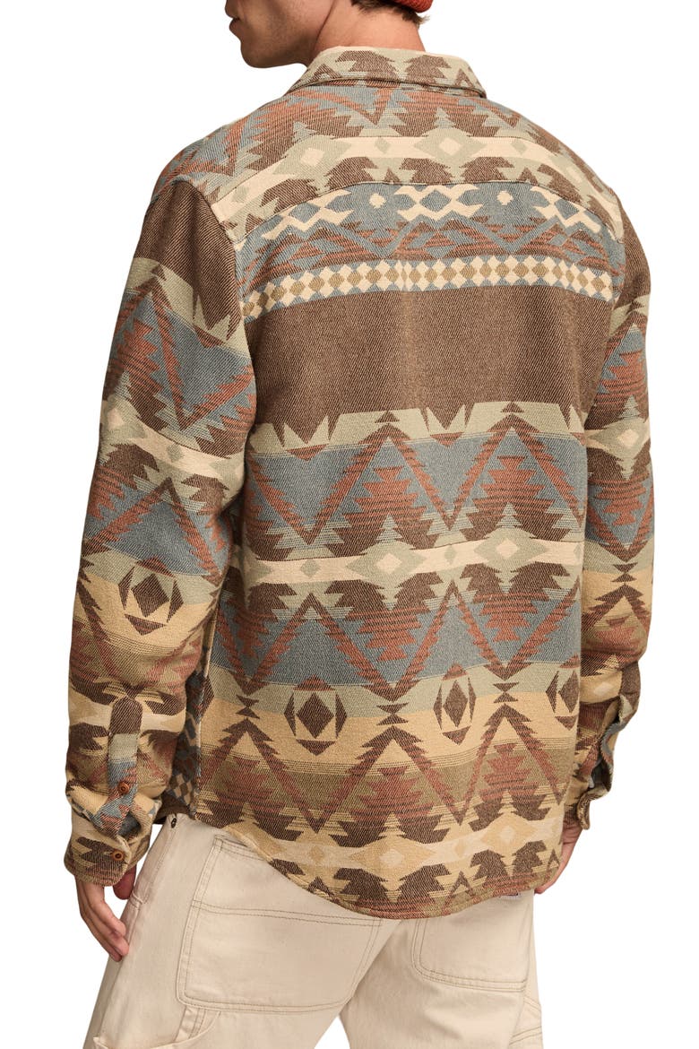Southwest Pattern Jacquard Cotton Flannel Button-Up Shirt, Alternate, color, BROWN MULTI