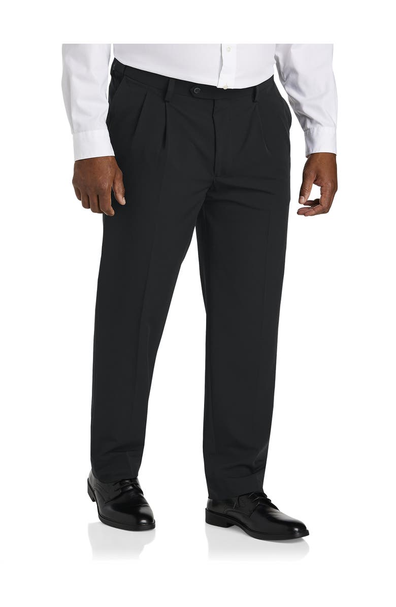 Oak Hill by DXL Easy Stretch Pleated Dress Pants, Main, color, Black