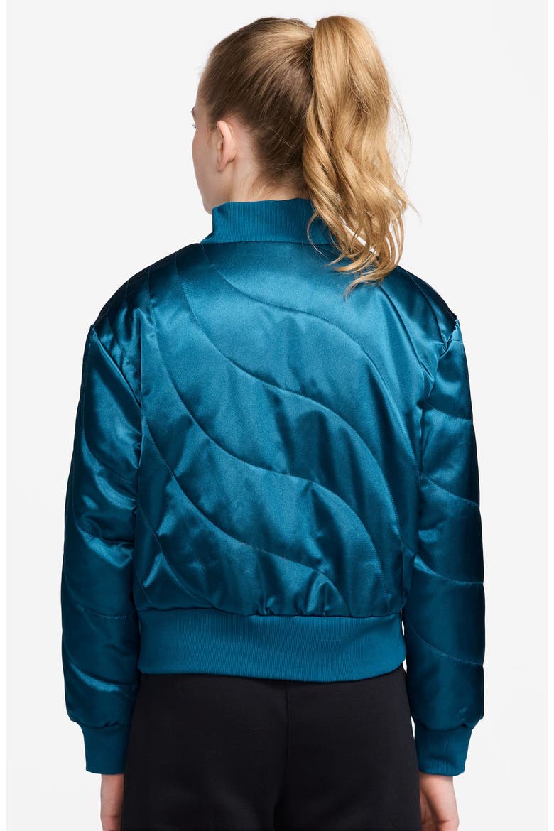 Kids' Sportswear Quilted Bomber Jacket, Alternate, color, 301 GREEN ABYSS/WHITE