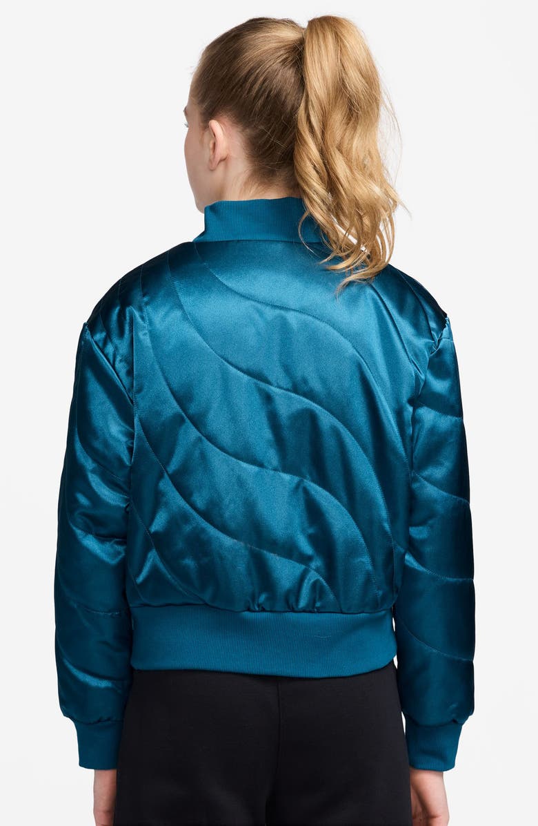 Nike Kids' Sportswear Quilted Bomber Jacket, Alternate, color, 301 Green Abyss/White