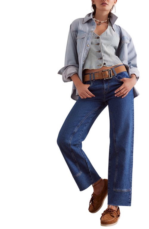 Free People We The Free Risk Taker Raw Hem Straight Leg Jeans In Be Bold