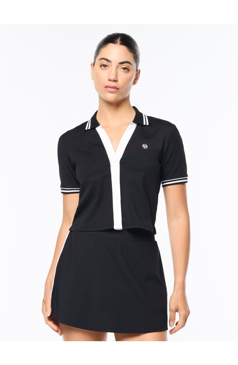Sergio Tacchini Idalia Cropped Polo, Main, color, Black Beauty