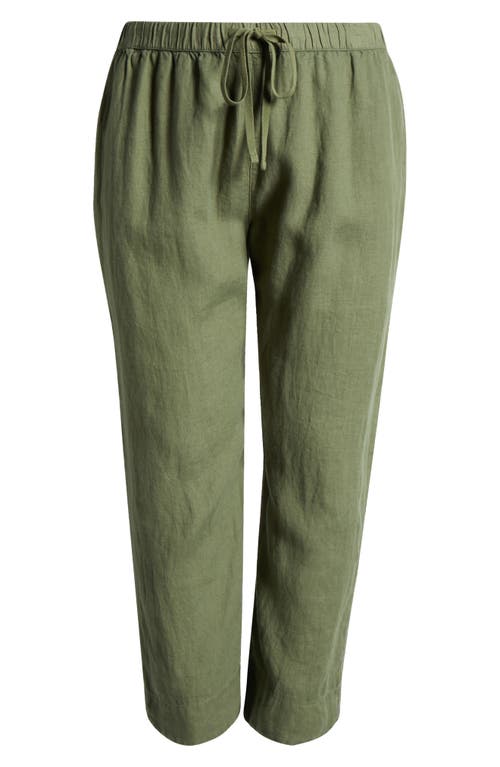 Caslonr Caslon(r) Tie Waist Taper Linen Pants In Green Bronze