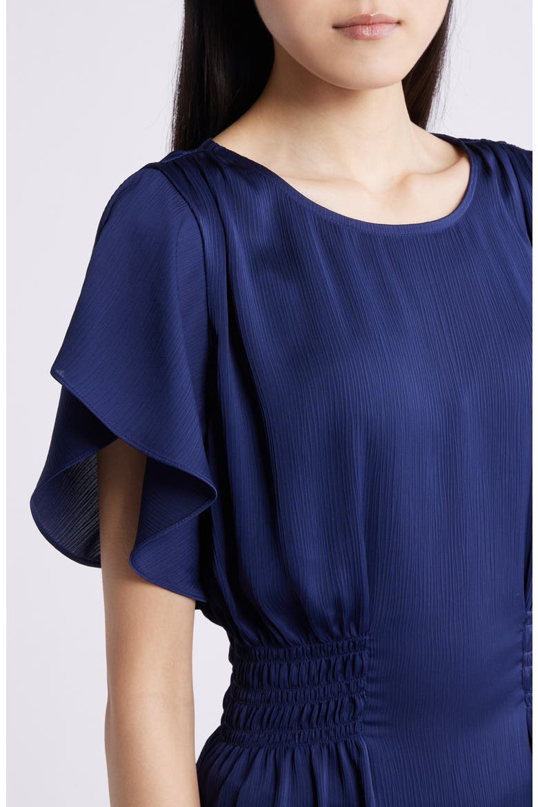 Flutter Sleeve Smocked Waist Top, Alternate, color, DISTANT MOUNTAIN