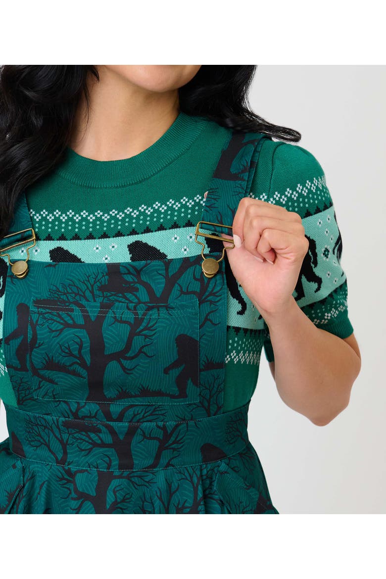 Brionne Pinafore Skirt, Alternate, color, Green Sassquatch Print