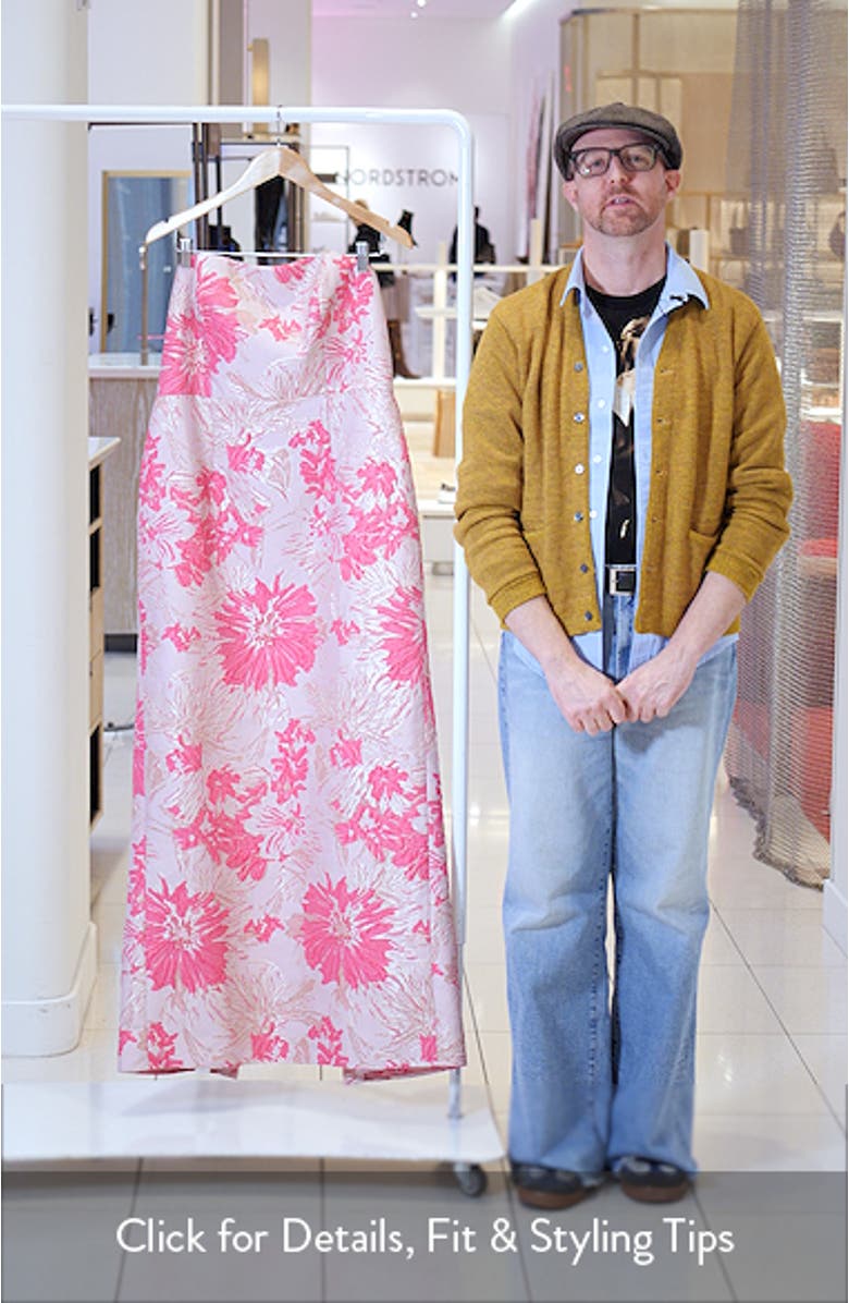 Metallic Floral Jacquard Strapless Column Gown, sales video thumbnail