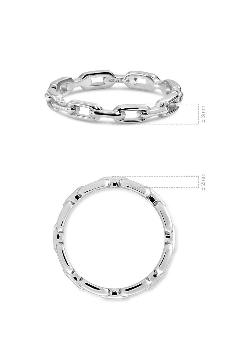 Cable Link Ring in Rhodium Plated Sterling Silver, 3mm, Alternate, color, Silver