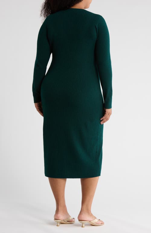 Nordstrom Rack Ribbed Long Sleeve Sweater Dress In Green