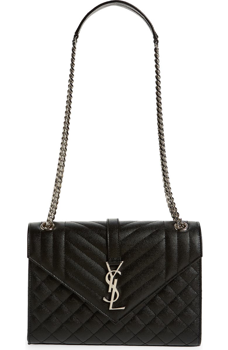 Saint Laurent Medium Monogram Matelassé Leather Shoulder Bag, Main, color,
