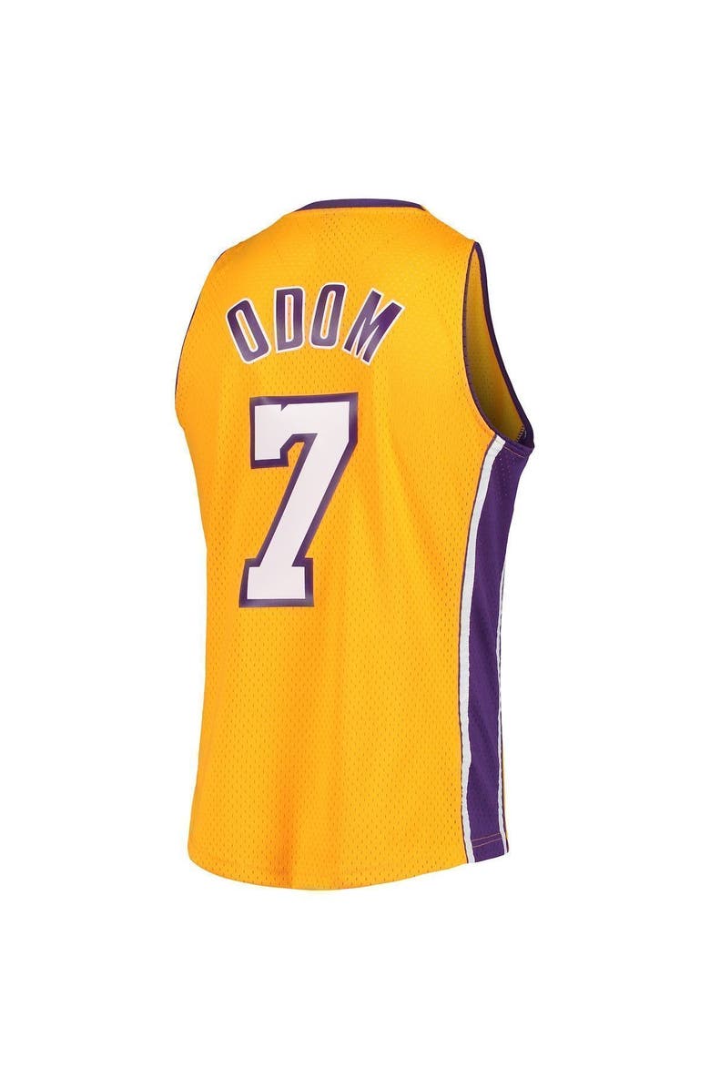 Mitchell & Ness Men's Mitchell & Ness Lamar Odom Gold Los Angeles Lakers Hardwood Classics Swingman Jersey, Alternate, color, 