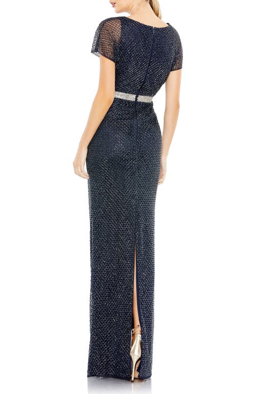MAC DUGGAL MAC DUGGAL BEADED BUTTERFLY SLEEVE COLUMN GOWN 