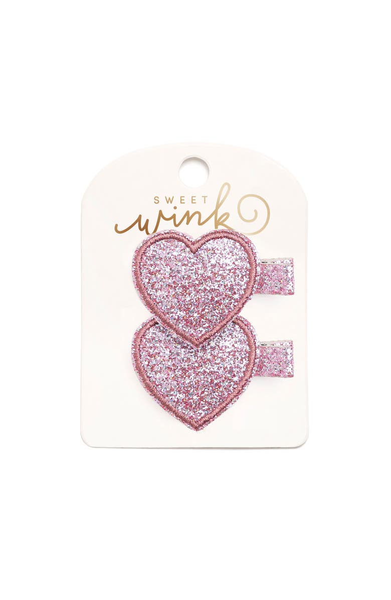 Sweet Wink Pink Heart Clip Set, Main, color, Pink