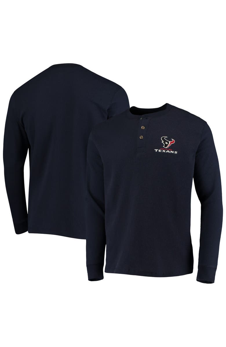 DUNBROOKE Men's Dunbrooke Navy Houston Texans Logo Maverick Thermal Henley Long Sleeve T-Shirt, Main, color, 
