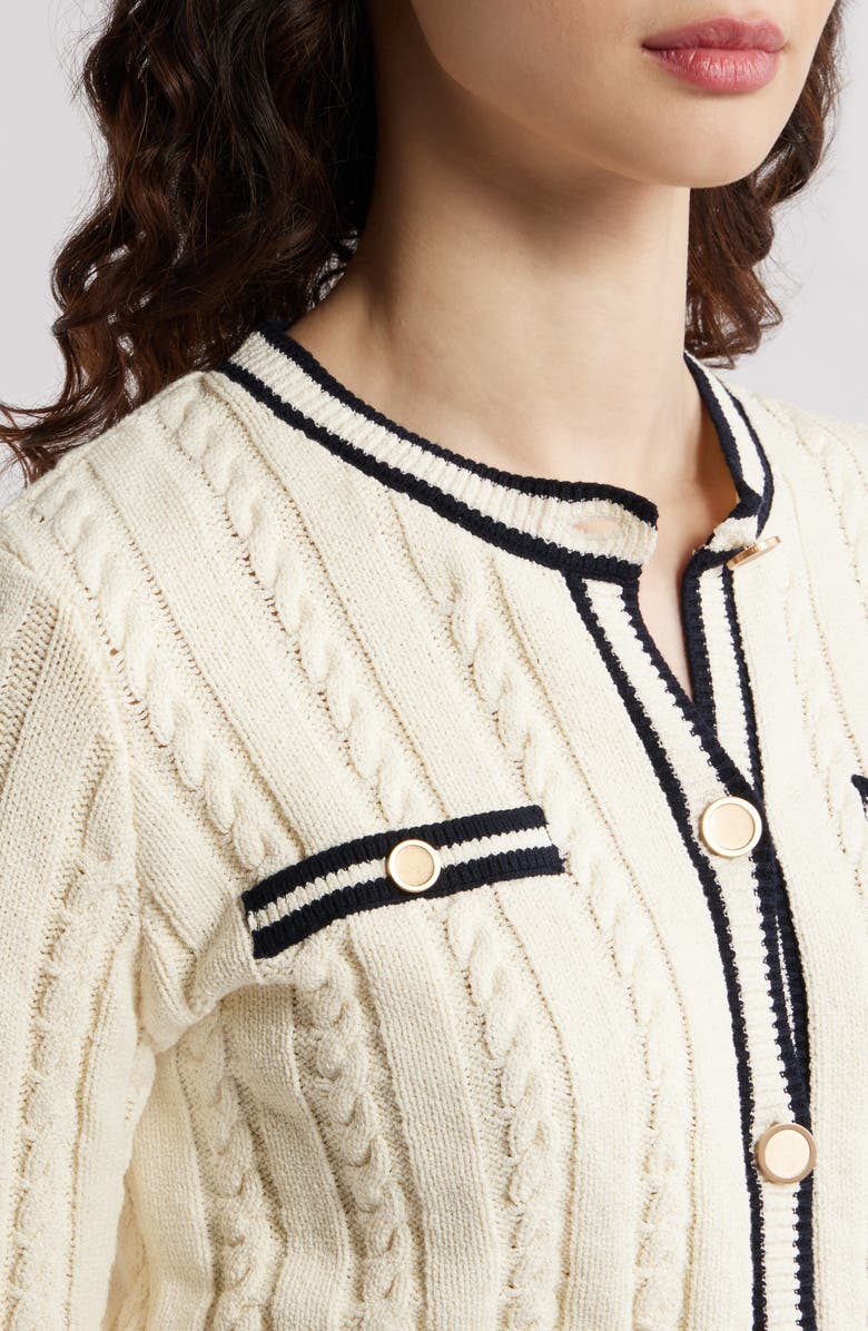 FRAME The Trimmed Cable Stitch Cardigan, Alternate, color, 