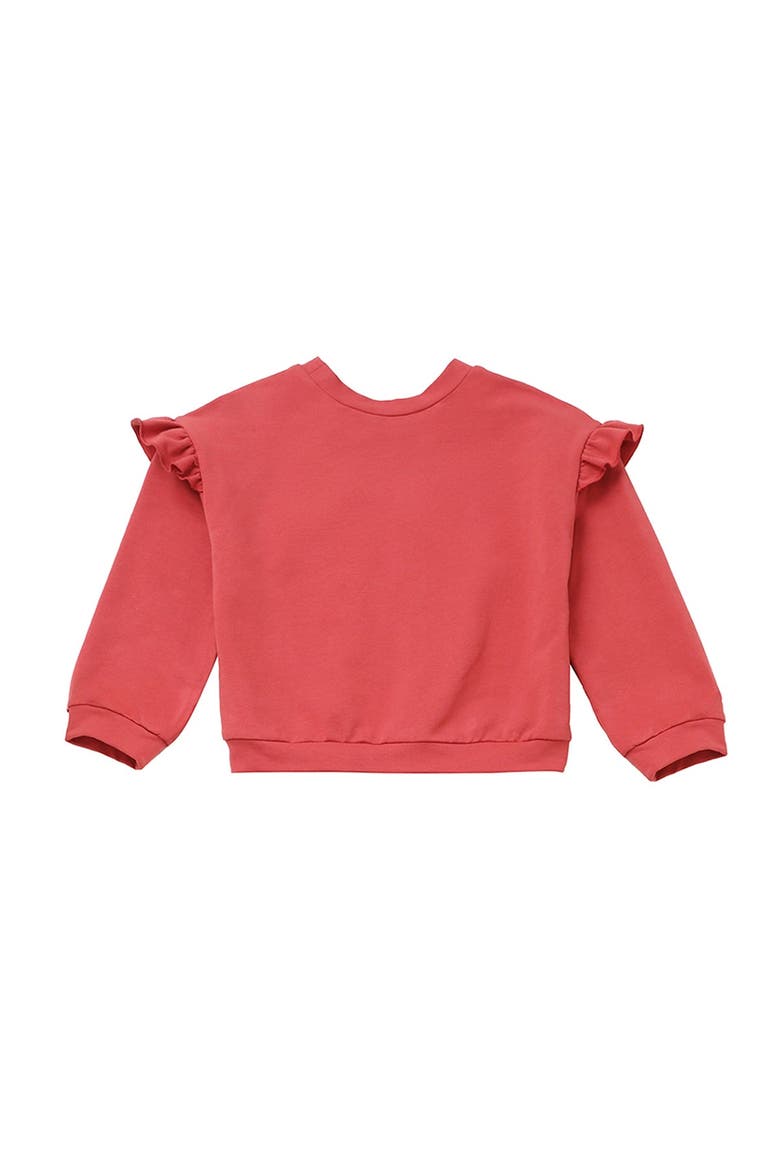 Red Rosie Long Sleeve Solid Ruffle Trim Cropped Sweater, Alternate, color, Red