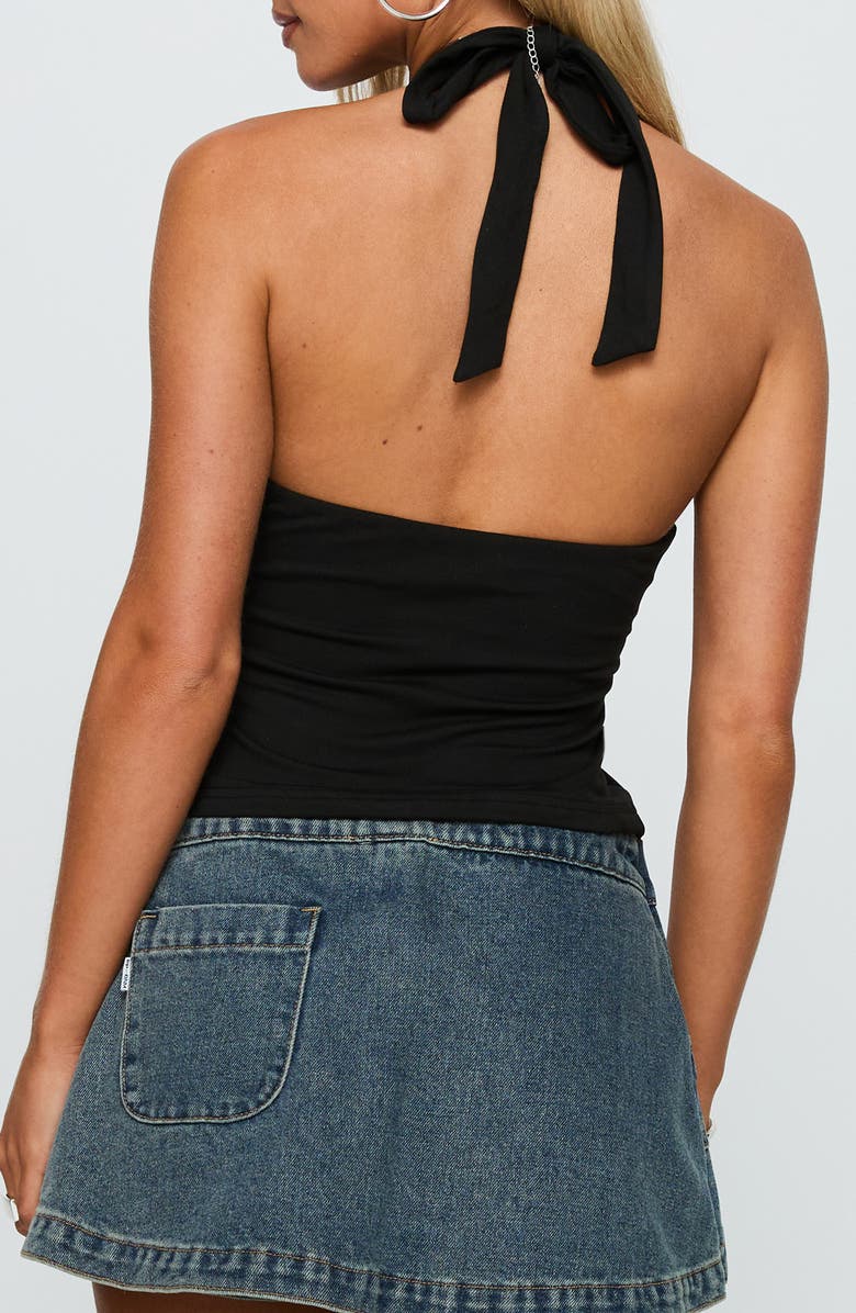 Princess Polly No Hard Feelings Twist Halter Top, Alternate, color, Black