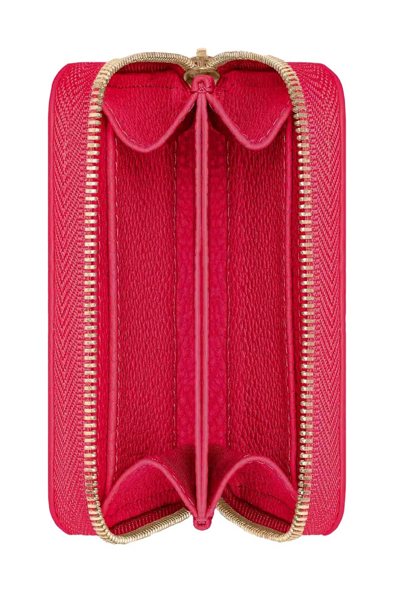 Small Leather Zipped Wallet, Alternate, color, Shibuya Fuchsia