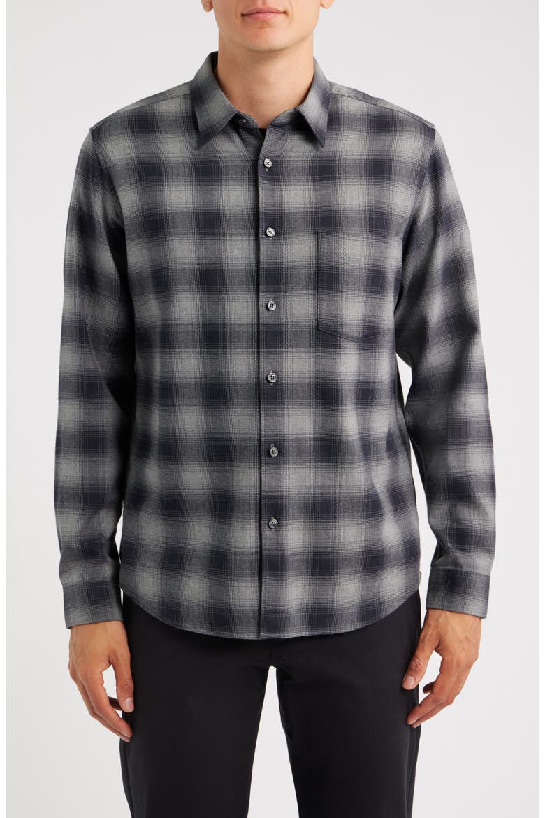 Irving Graident Plaid Button-Up Shirt, Alternate, color, BLACK MELANGE