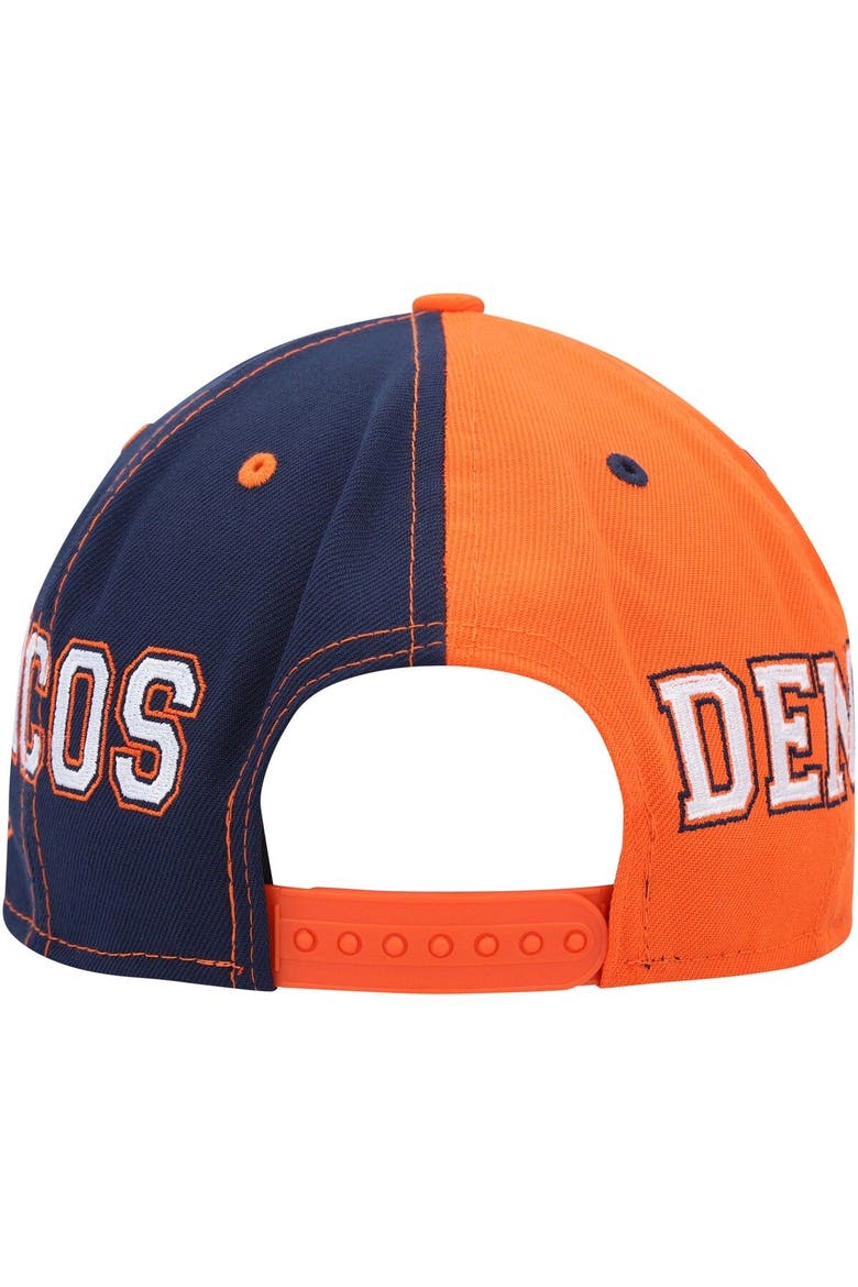 Men's New Era Orange/Navy Denver Broncos Team Split 9FIFTY Snapback Hat, Alternate, color, Orange