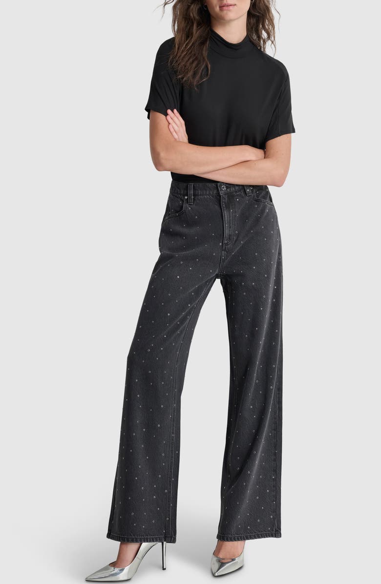 DKNY Stud Detail Straight Leg Jeans, Alternate, color,