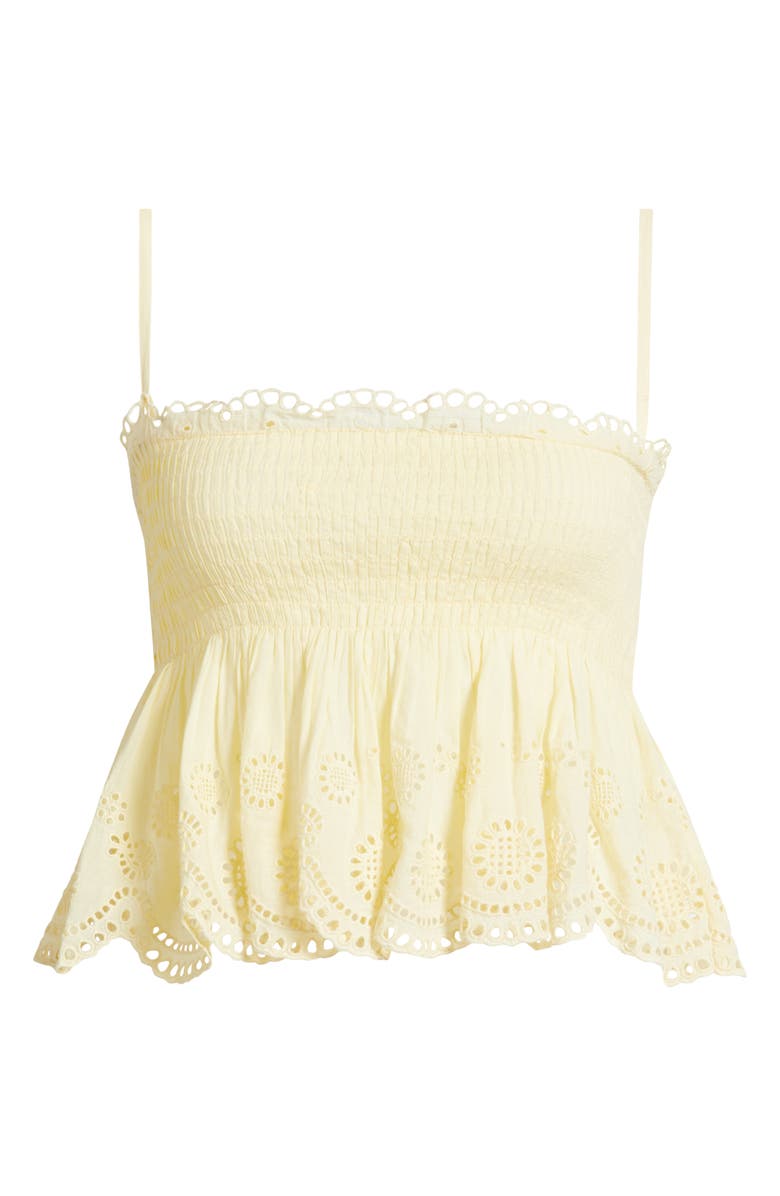 LoveShackFancy Condie Smocked Scalloped Camisole, Alternate, color,