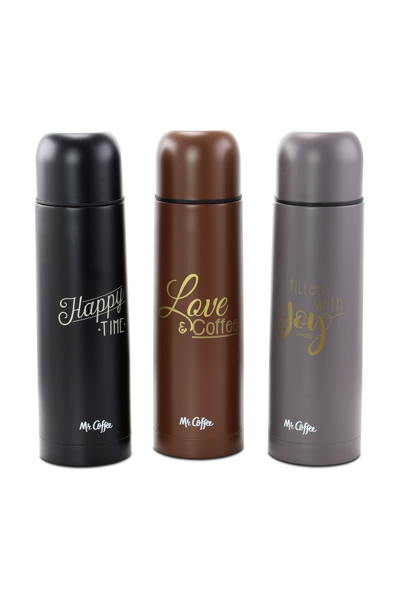 Mr. Coffee Luster Javelin 3 Piece 16 Ounce Stainless Steel Thermal Travel Bottle Set in Assorted Colors, Main, color, Assorted