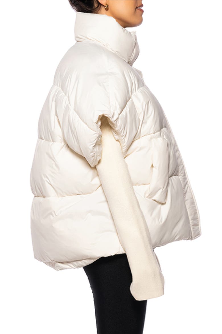 Willow Layered Mixed Media Puffer Jacket, Alternate, color, IVORY