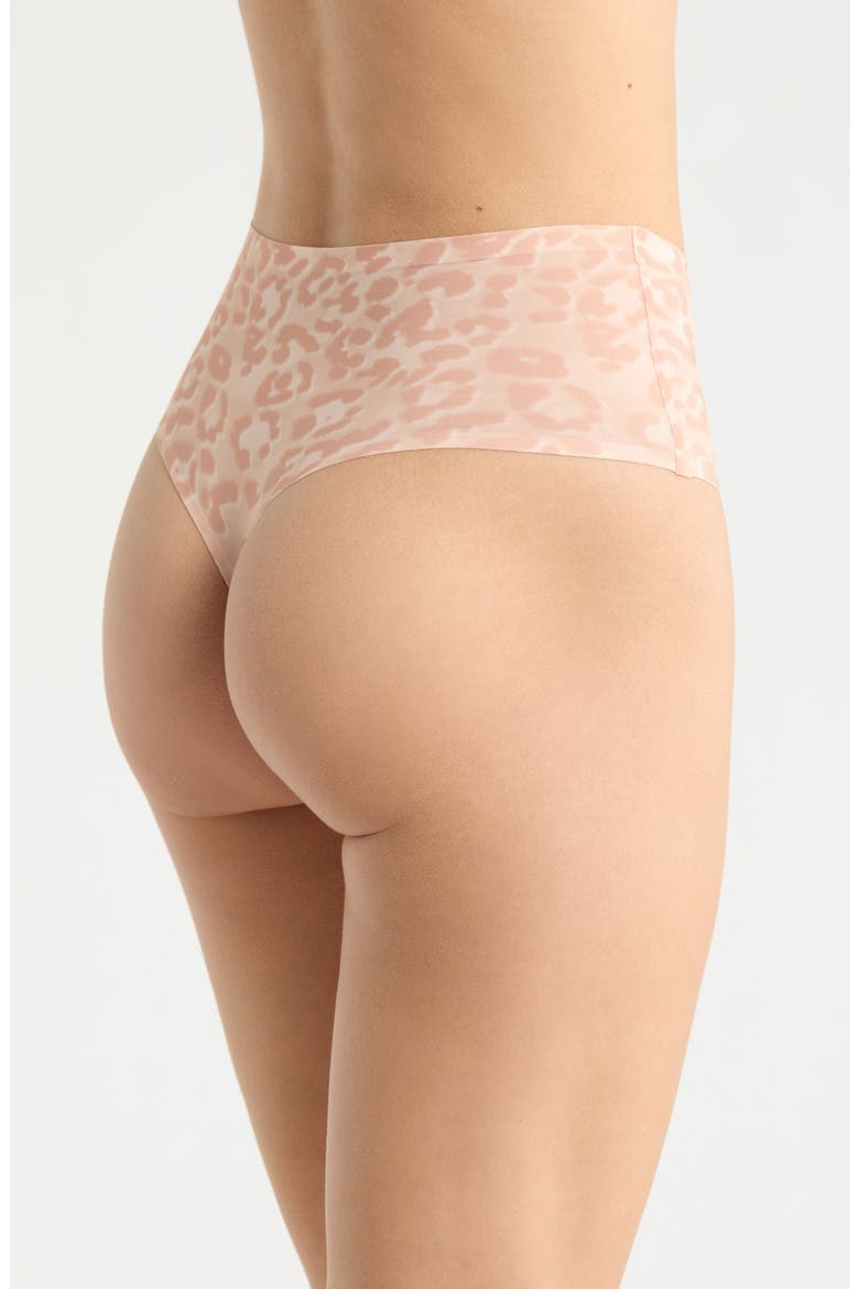 Softstretch High Waist Thong, Alternate, color, LEO BLUSH
