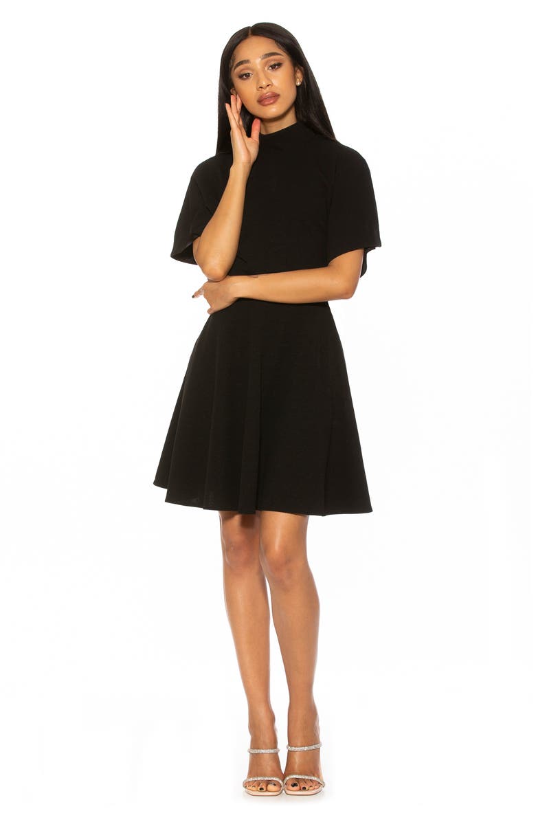 Alexia Admor Autumn Mock Neck Fit & Flare Dress, Alternate, color, Black